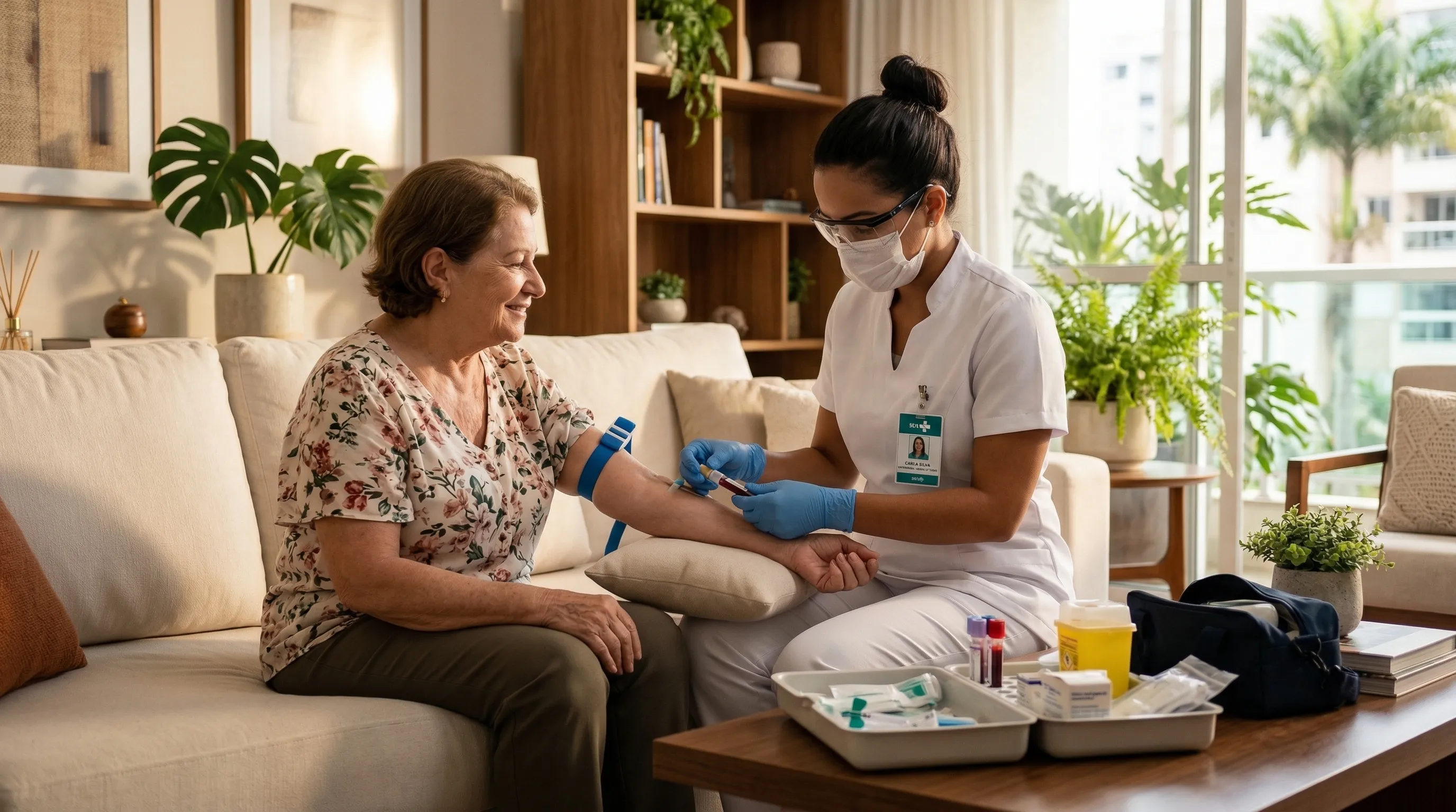 Profissional realizando coleta domiciliar